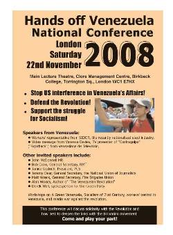 Hands Off Venezuela National Conference 2008 leaflet page 1